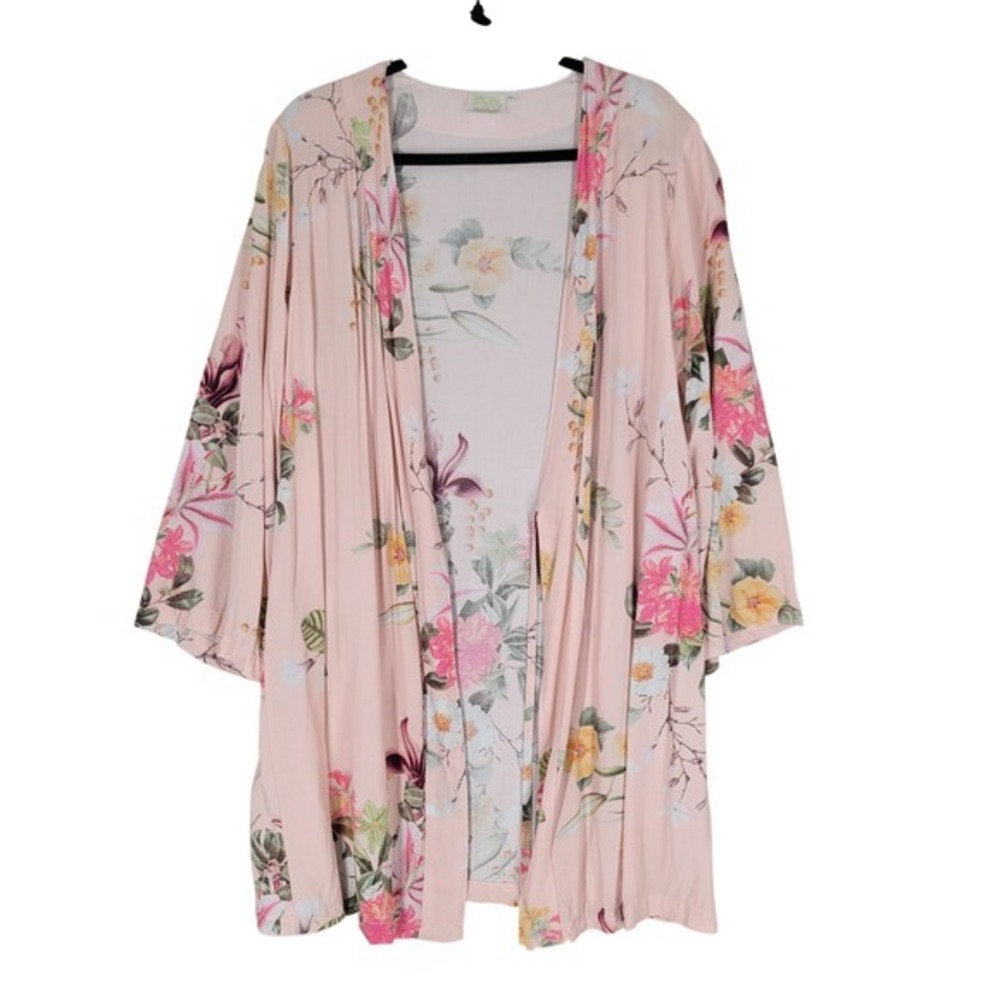 Plum Pretty Sugar Floral Robe Kimono Women Medium Pink‎ Boho Cover Up Pink